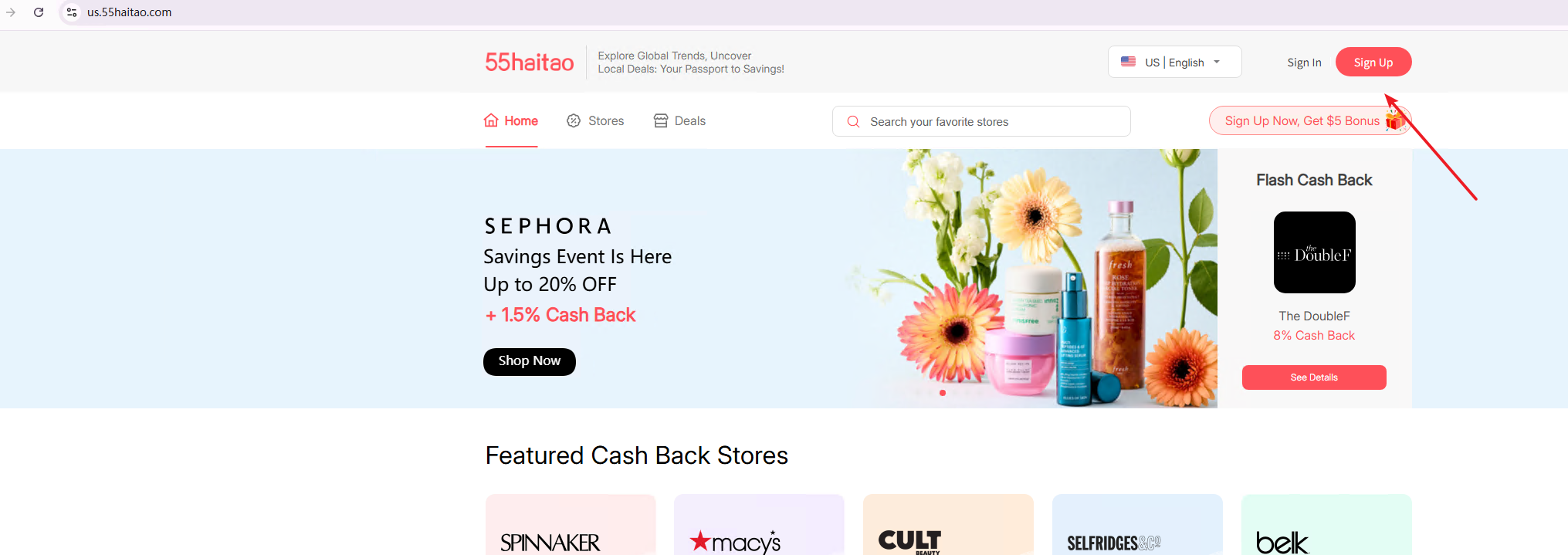 每天注册一个返利网：55haitao